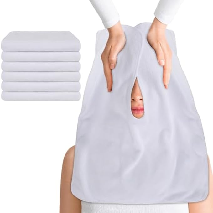 Sinland MICROFIBER FACIAL TOWELS FOR ESTHETICIANS SOFT FACIAL CLOTH WITH SPLIT DESIGN SPA TOWELS FOR FACIAL STEAM MASSAGE AND CLEANSING WHITE - Image 1